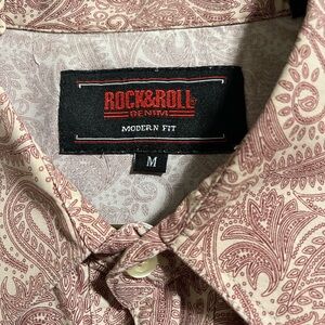 Mens Pearl Snap Rock & Roll Denim Paisley Button Down Shirt